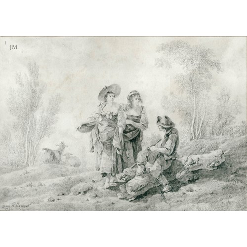 A shepherd and maids in a wooded landscape